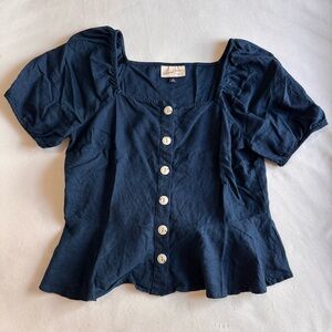 Universal Thread Navy Peplum Top Blouse Size Small